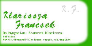 klarissza francsek business card